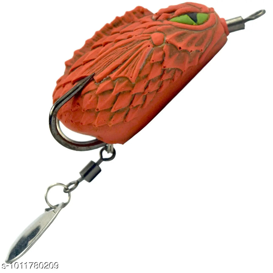 Chief Angler Almaz Hand-Made Orange Frog Lure 4CM 5G–7G Weedless Topwater Bait for Snakehead & Murrel - Realistic Soft-Body Floating Natural Rubber Fishing Lure