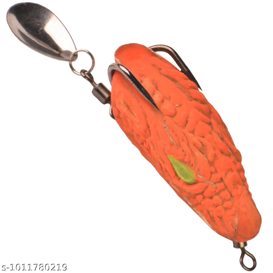 Chief Angler Dragon Hand-Made Orange Frog Lure 4.5CM 6G–8G Weedless Topwater Bait for Snakehead & Murrel - Realistic Soft-Body Floating Natural Rubber Fishing Lure