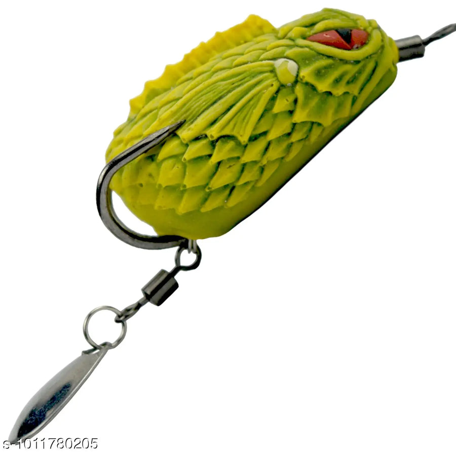 Chief Angler Almaz Hand-Made Green Frog Lure 4CM 5G–7G Weedless Topwater Bait for Snakehead & Murrel - Realistic Soft-Body Floating Natural Rubber Fishing Lure